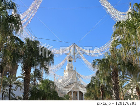 Cadiz Town Hall.  The view across the Plaza de San Juan de Dios towards the town hall in the Spanish city of Cadiz. 129176293