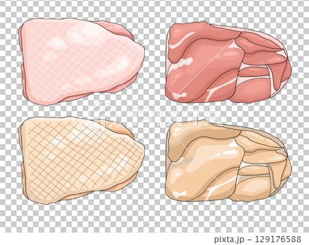 生雞大腿和烤雞大腿的插圖 129176588