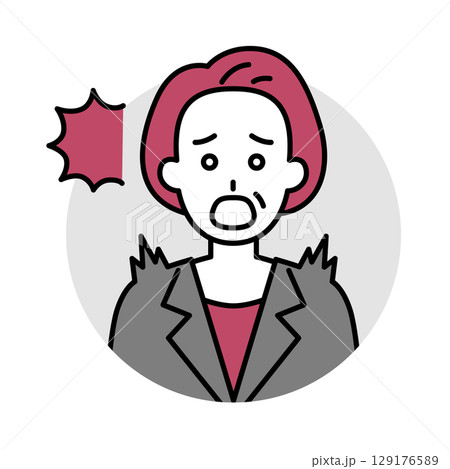 中年のスーツの女性のアイコン（驚く） 129176589