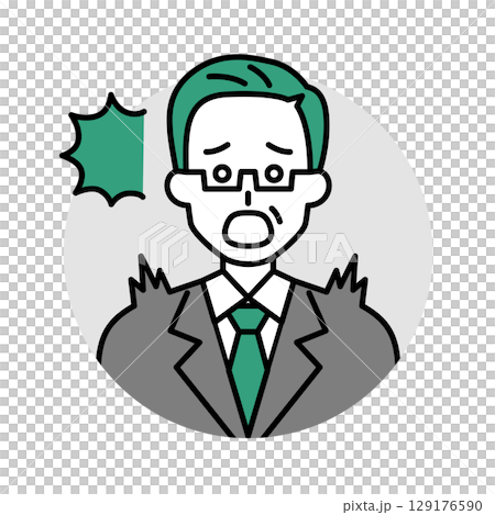 穿西裝的中年男子圖示（驚訝） 129176590