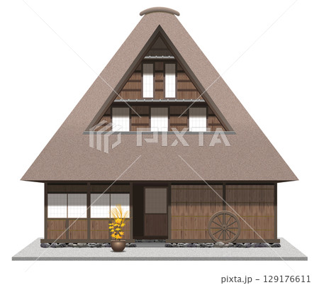 合掌造りの古民家のイラスト 129176611