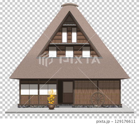 合掌造りの古民家のイラスト 129176611