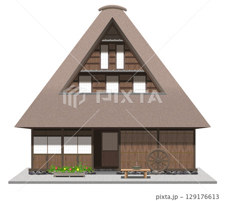 合掌造りの古民家のイラスト 129176613