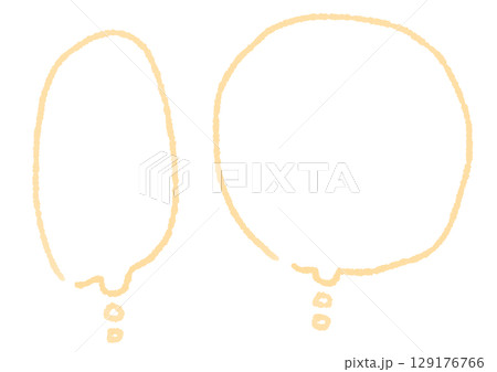 手描きの黄色い想像する時の吹き出しセット 129176766