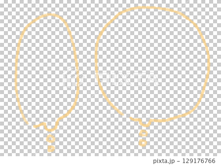 手描きの黄色い想像する時の吹き出しセット 129176766