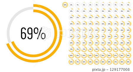 Set of circle percentage progress bar diagrams meters 129177008