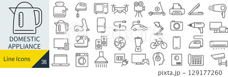 家電に関するアイコンセット 129177260