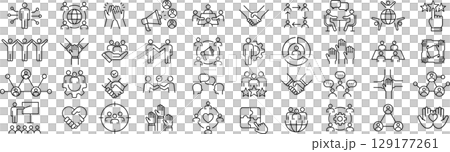 Vector monochrome stakeholder line icon set Vector monochrome stakeholder line icon set 129177261