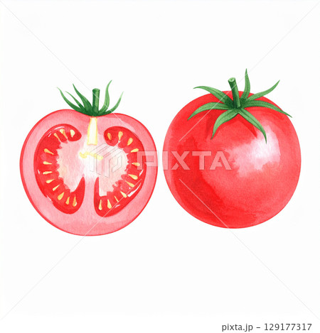 watercolor illustration of a red tomato isolated watercolor illustration of a red tomato isolated 129177317