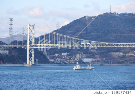 福岡県 北九州市 関門海峡ミュージアムからの眺め 関門橋 福岡県 北九州市 関門海峡ミュージアムからの眺め 関門橋 129177434
