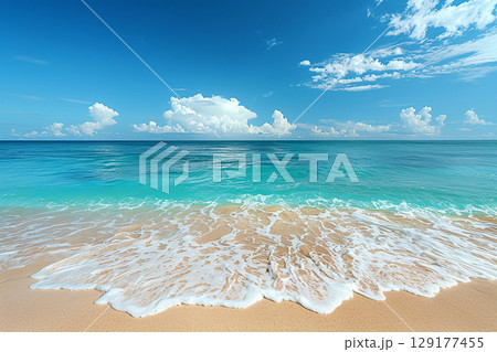 美しい砂浜とエメラルドブルーの海岸線 129177455