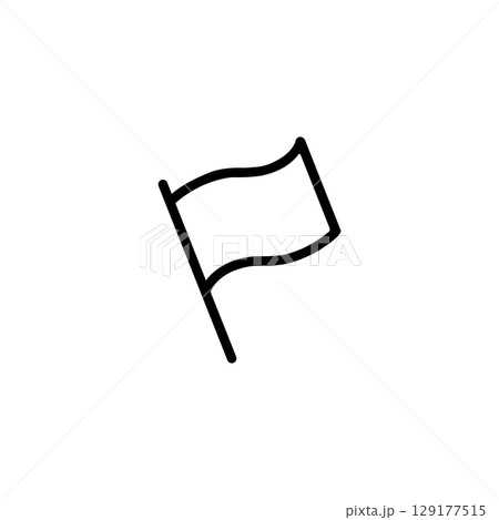 black Waving flag icon isolated on white background. Simple line drawing of a flag waving. 129177515