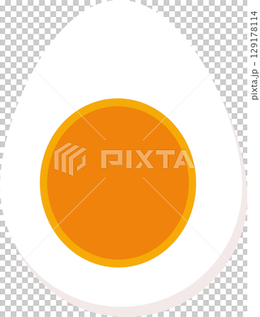 asian food , cartoon salted egg with orange yolk and white egg 129178114