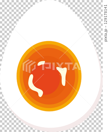 a soft-boiled egg with a vivid orange and red yolk 129178141