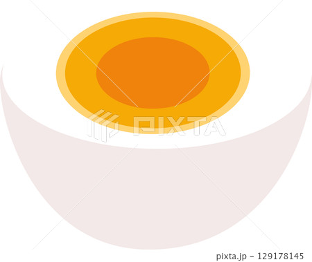 a hard-boiled egg in a cup-like top view perspective 129178145