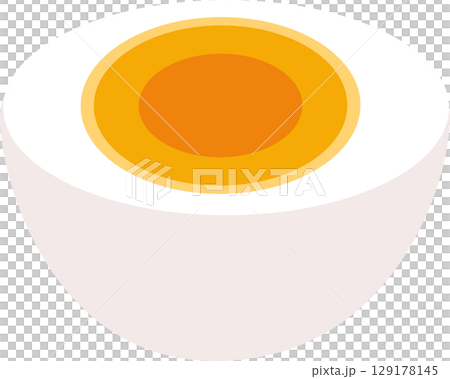 a hard-boiled egg in a cup-like top view perspective 129178145