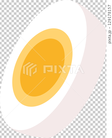 a diagonally angled vector illustration of an almost overcooked boiled egg 129178157