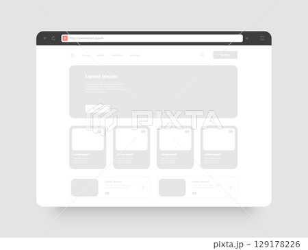 Minimalistic concept of web browser. Wireframes screens. 129178226