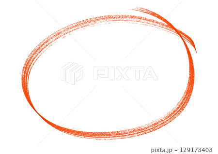 Red pencil highlight circle mark isolated on transparent background 129178408