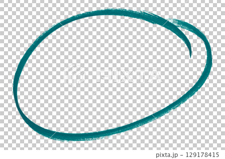 Green pencil highlight circle mark isolated on transparent background 129178415