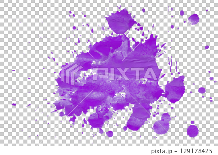 Purple splash watercolor brush isolated on transparent background 129178425