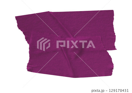 purple crumpled torn tape isolated on transparent background 129178431