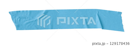 Light blue crumpled torn tape isolated on transparent background 129178436