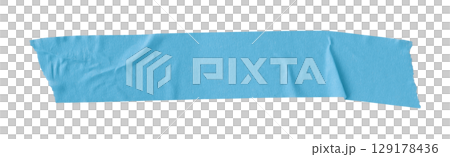 Light blue crumpled torn tape isolated on transparent background 129178436