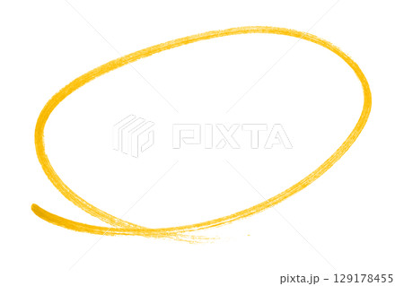 Yellow pencil highlight circle mark isolated on transparent background 129178455