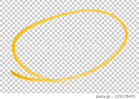 Yellow pencil highlight circle mark isolated on transparent background 129178455