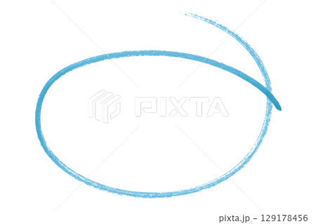 Light blue pencil highlight circle mark isolated on transparent background 129178456