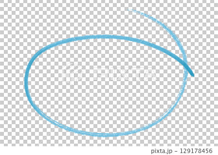 Light blue pencil highlight circle mark isolated on transparent background 129178456