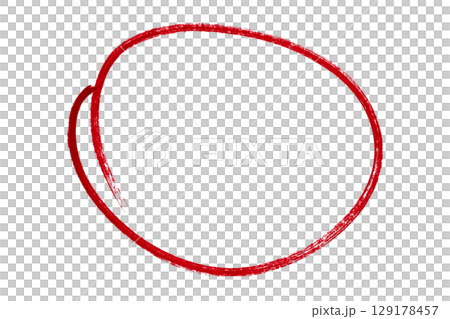Red pencil highlight circle mark isolated on transparent background 129178457