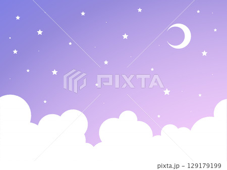 夜空に浮かぶ雲と月2:パープル 夜空に浮かぶ雲と月2:パープル 129179199