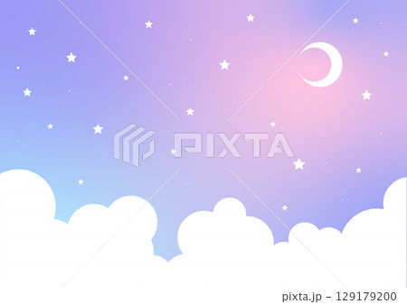 夜空に浮かぶ雲と月3：カラフル 129179200