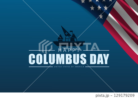 happy Columbus Day Card with USA Flag background 129179209