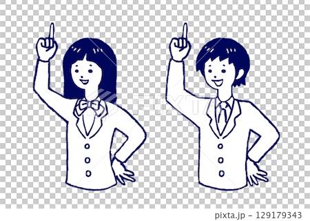 High school students pointing and explaining in pose number 1 129179343