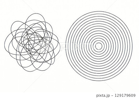 The contrast of chaos and order in the form of lines. 129179609