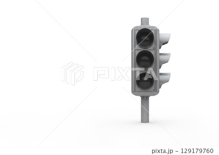 Traffic light with off signals on a light background. Space for text. 129179760
