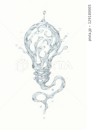 Splash of water in the shape of a light bulb on a white background. Splash of water in the shape of a light bulb on a white background. 129180005