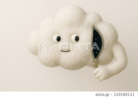 A cloud reveals lightning on a zipper, showing space. A cloud reveals lightning on a zipper, showing space. 129180131