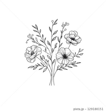 hand drawn flower isolated on white background hand drawn flower isolated on white background 129180151