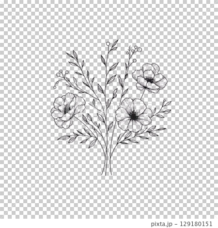 hand drawn flower isolated on white background 129180151