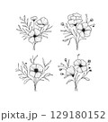 set of flower outline 129180152