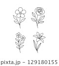 set of hand drawn rose flowers 129180155