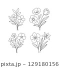 set of hand drawn sketch flowers 129180156