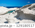 White chalk cliffs in Sarakiniko, Milos island, Cyclades, Greece 129180517