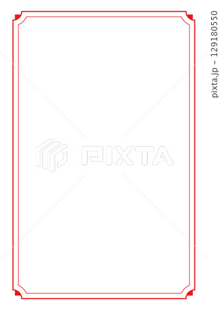 シンプル赤色のフレーム枠チラシ背景素材フライヤー　ポストカード背景素材　ベクター透過png 129180550