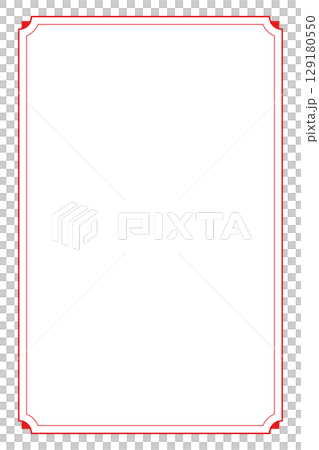 シンプル赤色のフレーム枠チラシ背景素材フライヤー　ポストカード背景素材　ベクター透過png 129180550
