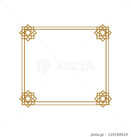 Islamic rectangle and Luxury Corner Golden Rectangle Certificate Border Pattern Line Photo Frame Islamic Wedding Invitation Background Vector 129180629